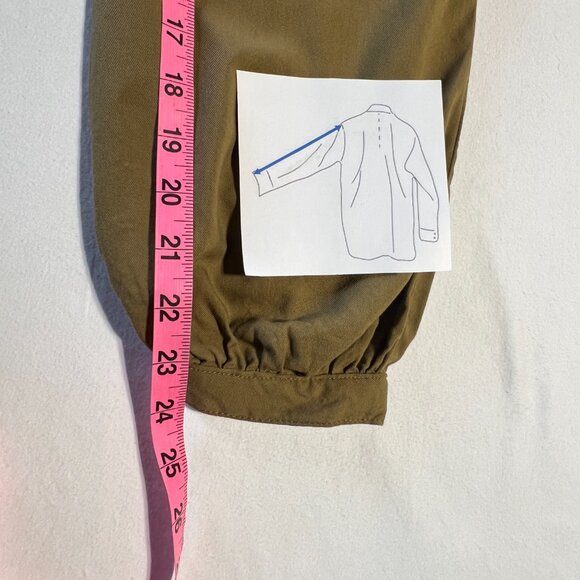 Joe Fresh Size L Cotton Blend khaki Button-Up Shirt Coastal Grandmother, Normcor - Picture 8 of 9